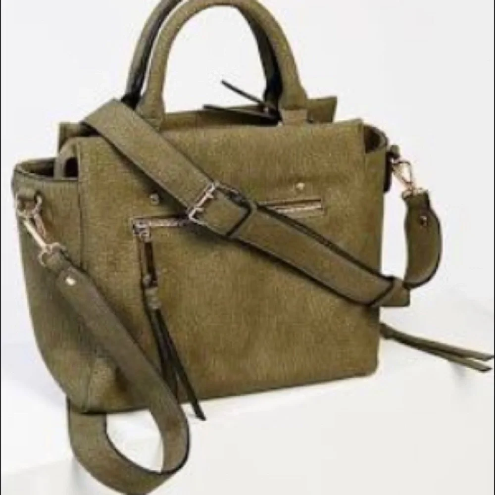 Free People Olive Green Structured Satchel Bag
